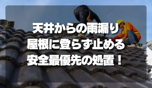 【危険】天井からの雨漏り、屋根に登らずに止める「安全最優先」の応急処置