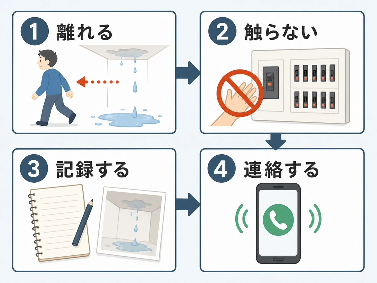 雨漏りでブレーカーが落ちた直後の安全確認フロー