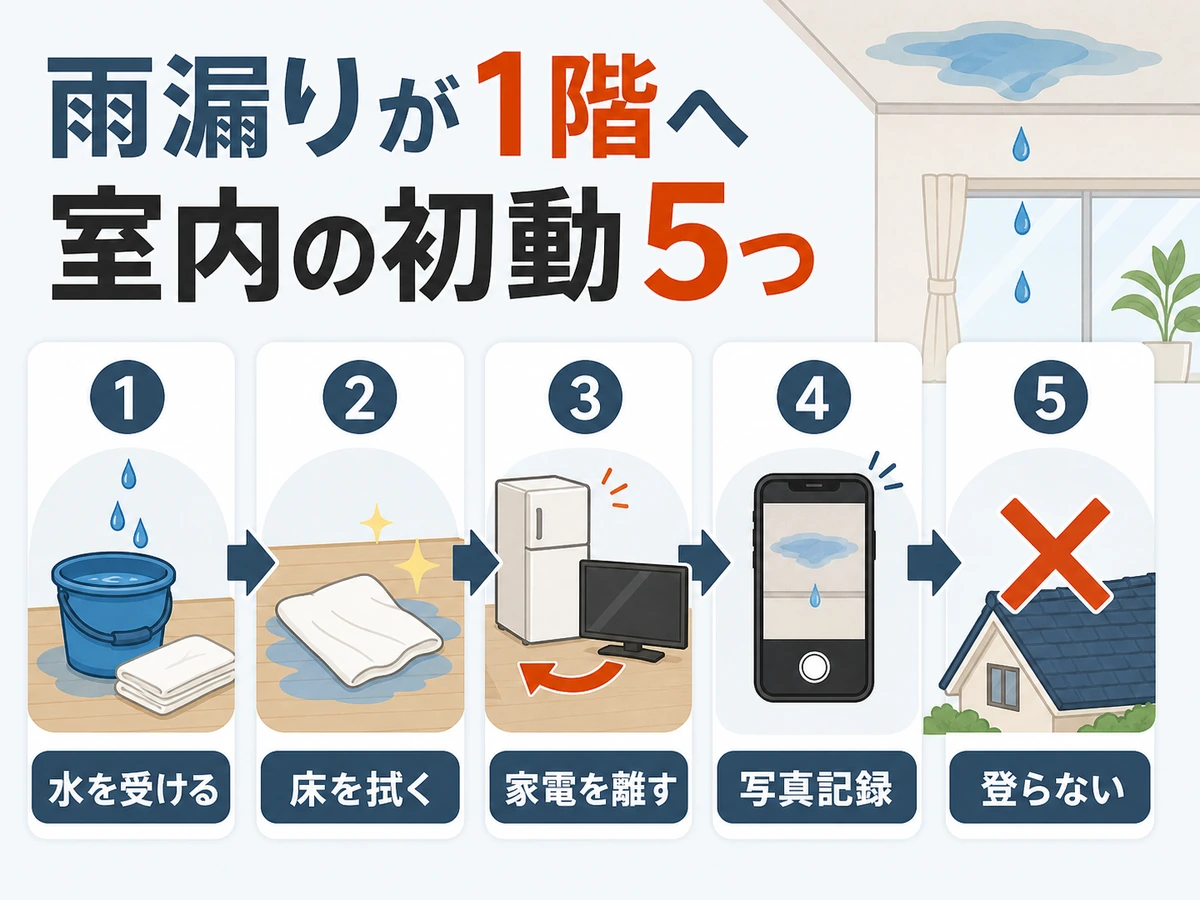 雨漏りが1階へ広がった時の室内初動チェックフロー