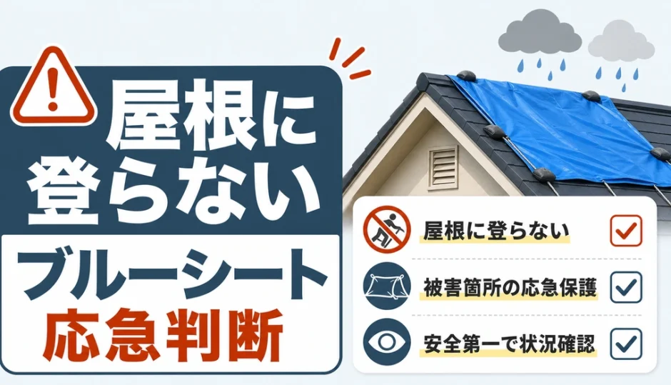 屋根に登らないブルーシート応急判断のアイキャッチ