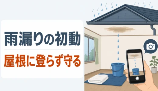 屋根の雨漏り応急処置は何をする？登らず被害を抑える初動手順