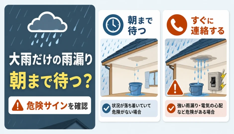 大雨の日だけ雨漏りする時に朝まで待つか判断する緊急度のサムネイル
