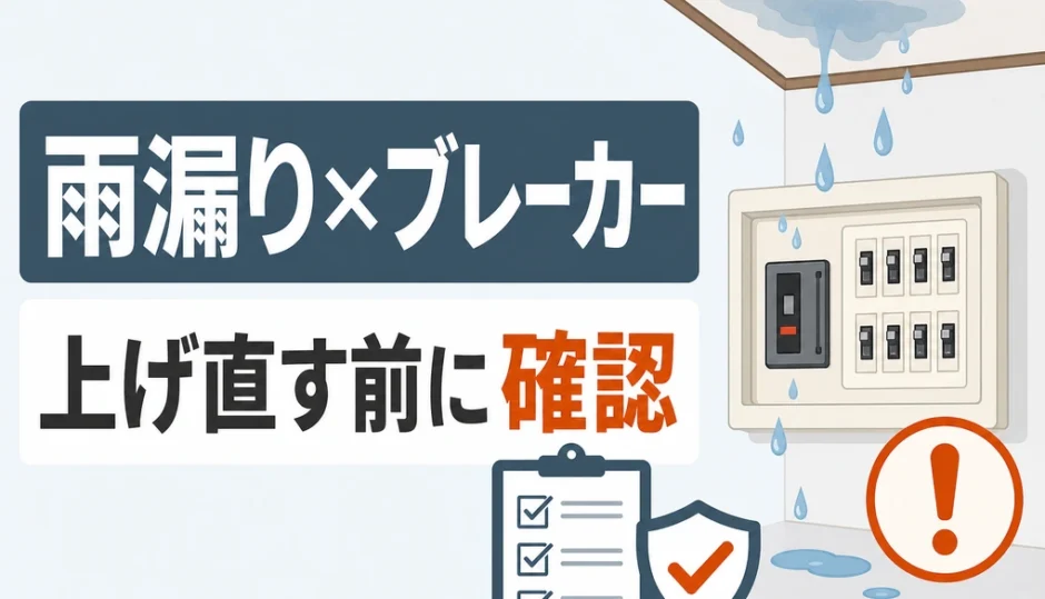雨漏りでブレーカーが落ちた時の安全確認を示す図解