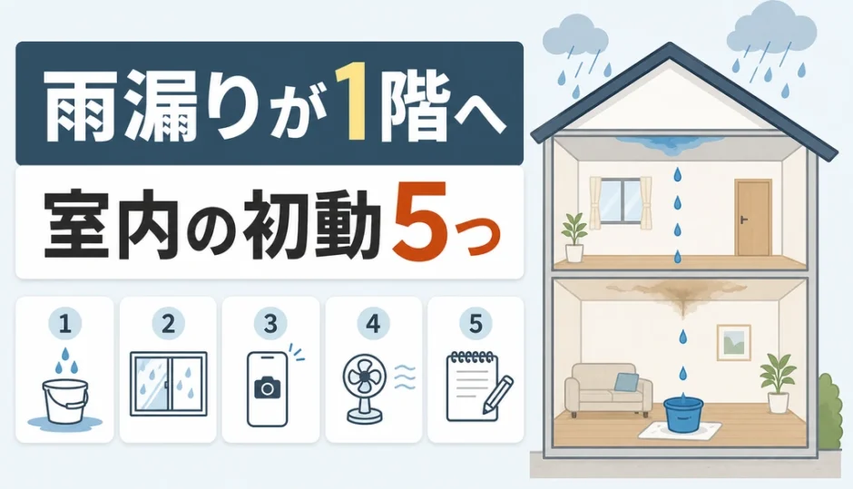 2階から1階へ広がる雨漏りの室内初動を示すサムネイル
