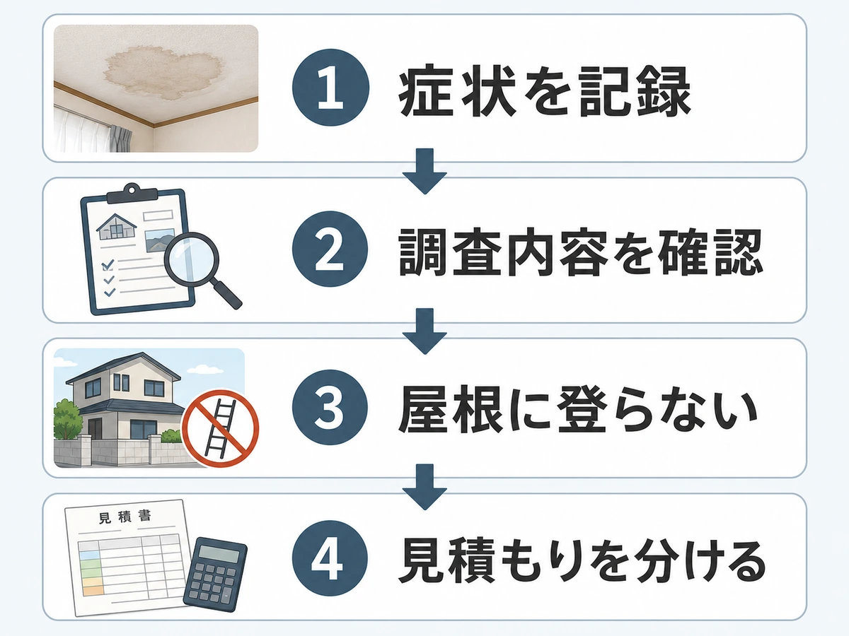 原因不明の雨漏りと言われた直後の確認順