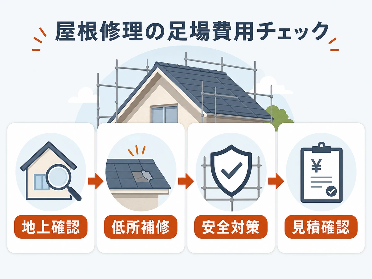 屋根修理の足場代を節約できるか確認する流れ