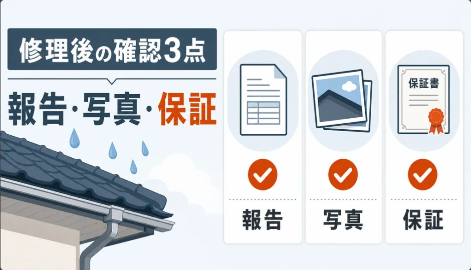 雨漏り修理後に確認する報告書・写真・保証の3点