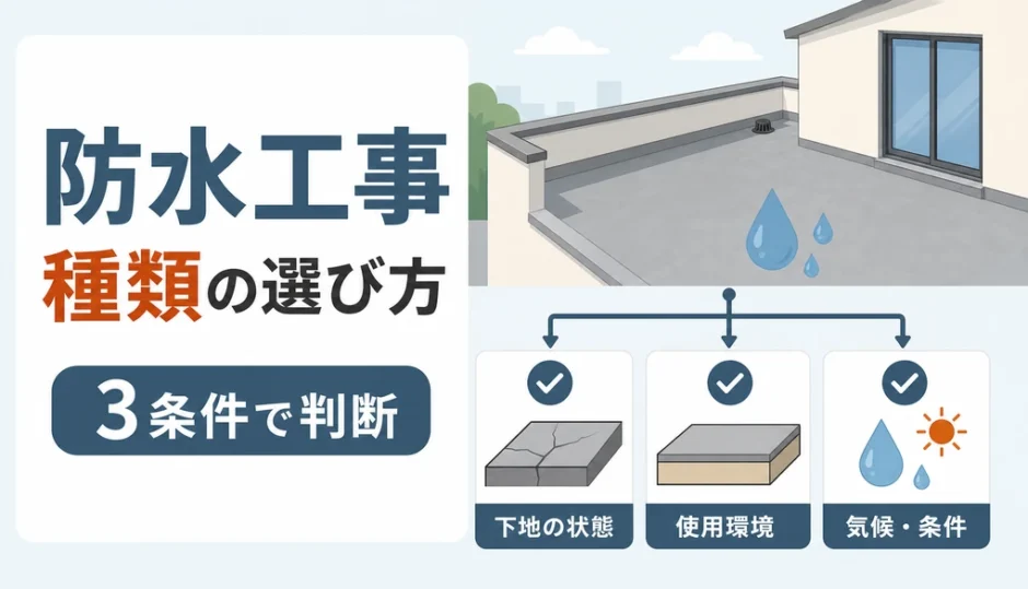 防水工事の種類の選び方を3条件で整理した図解