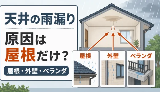 天井の雨漏りは屋根以外も原因に｜外壁・ベランダの確認順