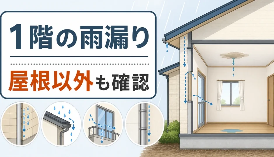 1階の雨漏りで屋根以外の原因候補も確認する図