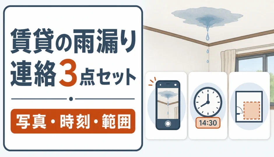 賃貸の雨漏りで管理会社へ連絡する写真・時刻・範囲の3点