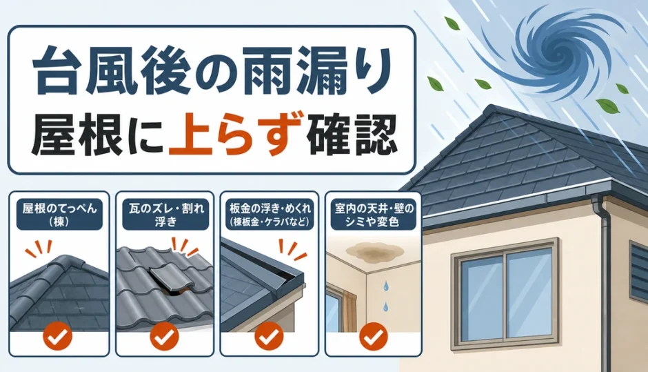 台風後の雨漏り確認は屋根に上らない