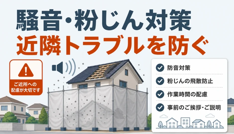 屋根工事の騒音・粉じん対策と近隣トラブル防止の要点
