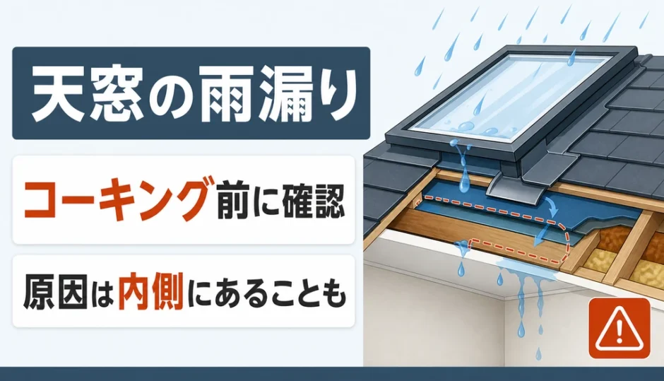 天窓の雨漏りでコーキング前に確認したい原因