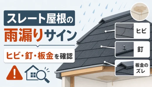 スレート屋根の雨漏りサイン｜ヒビ・釘・板金の確認順と相談目安