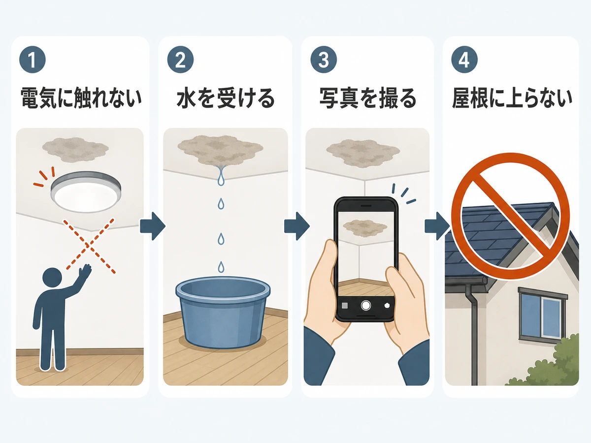 天井のシミを見つけた直後の安全な4つの確認順