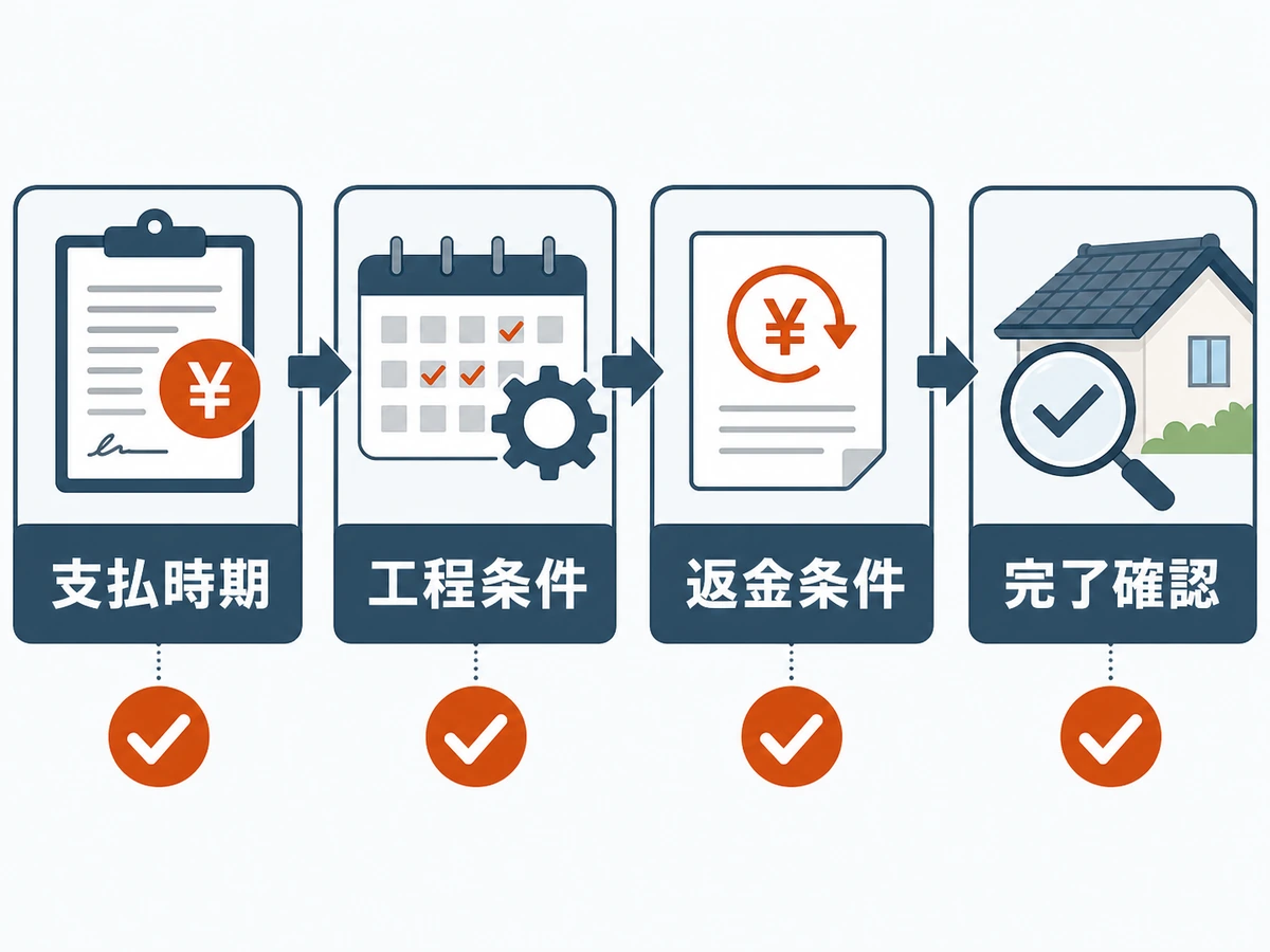 屋根修理費の支払い時期と工程条件を確認する流れ