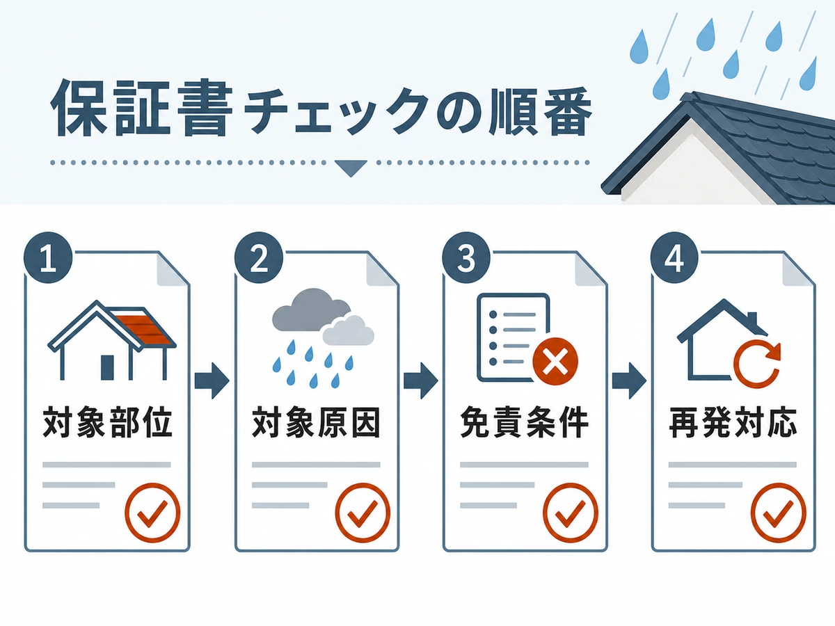保証書で対象部位・対象原因・免責条件・再発対応を確認する流れ