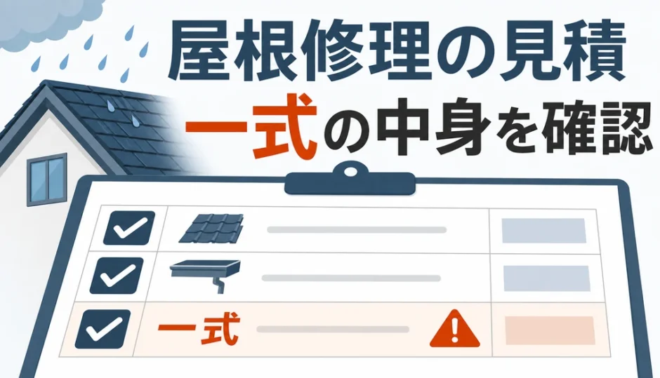 屋根修理の見積もりで一式の中身を確認するチェックリスト