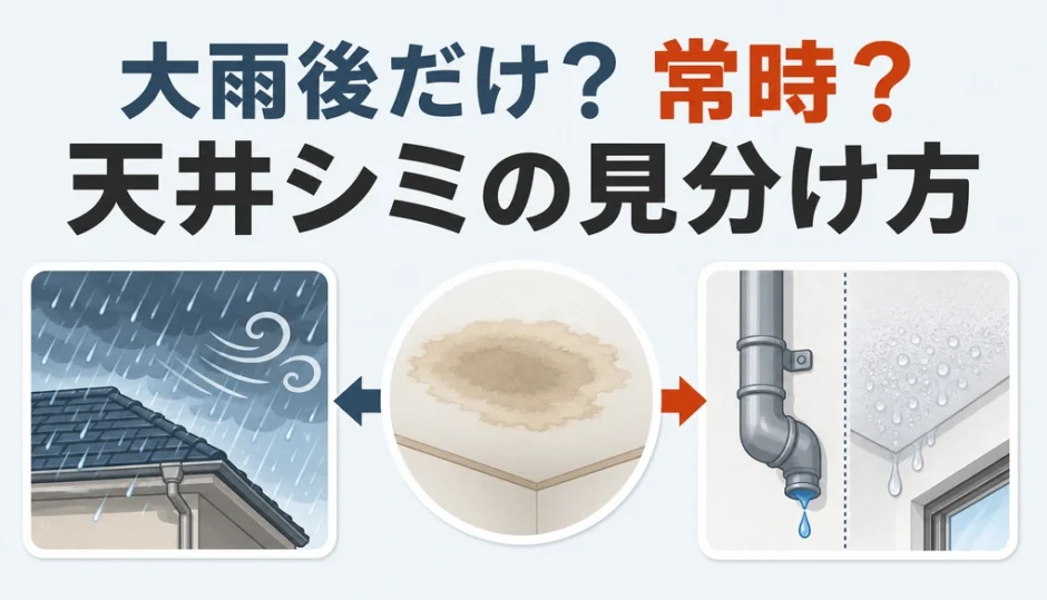 大雨後だけ出る天井シミと常時ある天井シミの見分け方