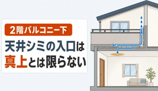 2階バルコニー下の天井シミはなぜ？取り合いの浸水経路と確認順