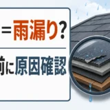 コロニアルグラッサの剥離と雨漏り原因の違いを示す図