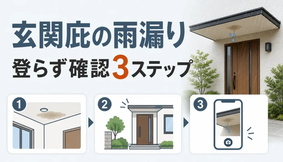 玄関庇の雨漏りを屋根に上らず確認する3ステップ
