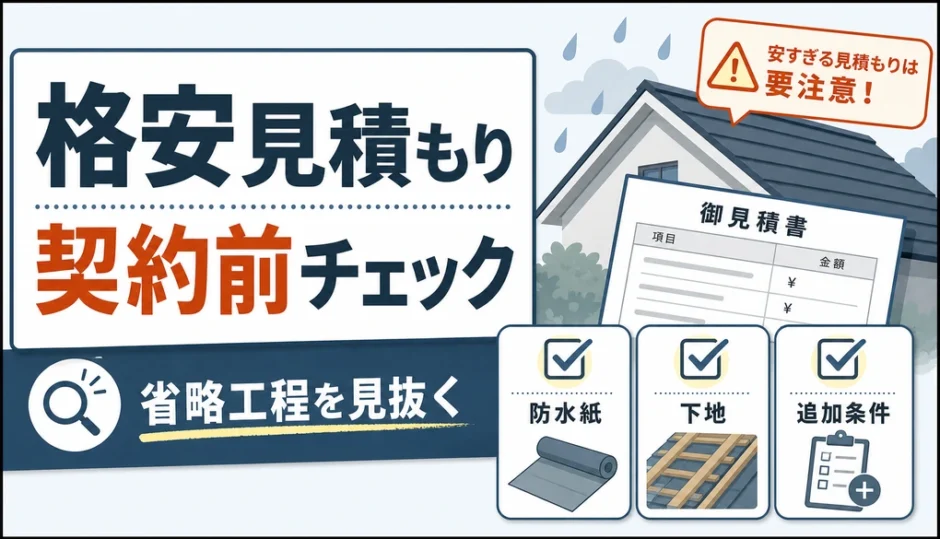 屋根修理の格安見積もりで省略工程を契約前に確認するイメージ
