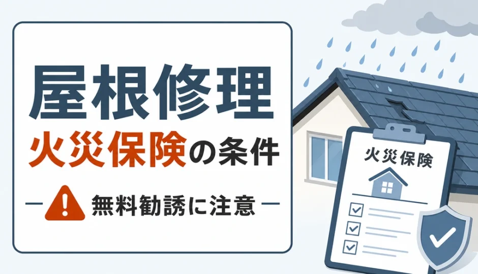 屋根修理に火災保険が使える条件と無料勧誘への注意点を示す図解