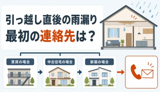 引っ越してすぐ雨漏りしたら？賃貸・中古・新築の連絡先と初動