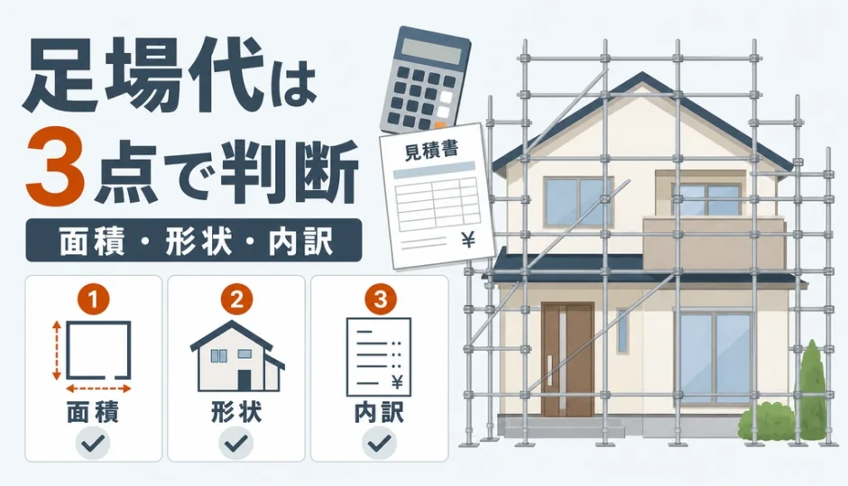 足場代を面積・形状・内訳で判断する説明画像