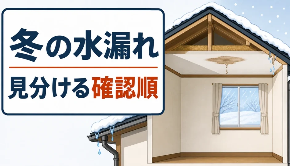 冬の水漏れを結露・雪解け水・外部浸水から見分ける確認順を示すサムネイル