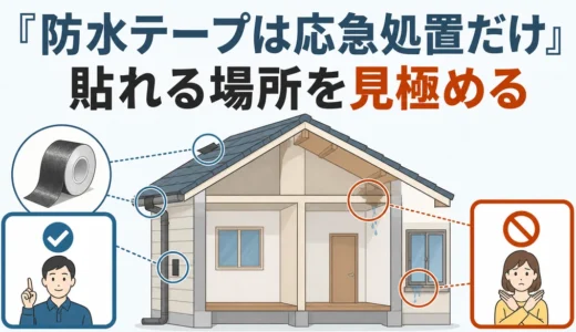 雨漏りに防水テープは使える？素材別の選び方・貼り方と使わない場所