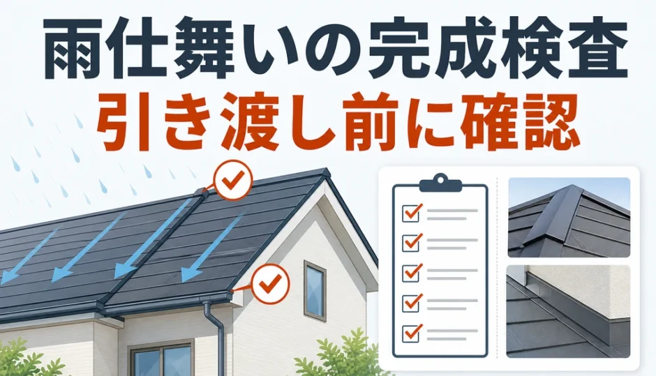 屋根工事後の雨仕舞いを引き渡し前に確認するポイント