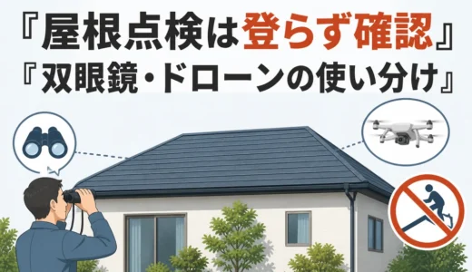 屋根点検は登らず確認し、双眼鏡とドローンを使い分ける