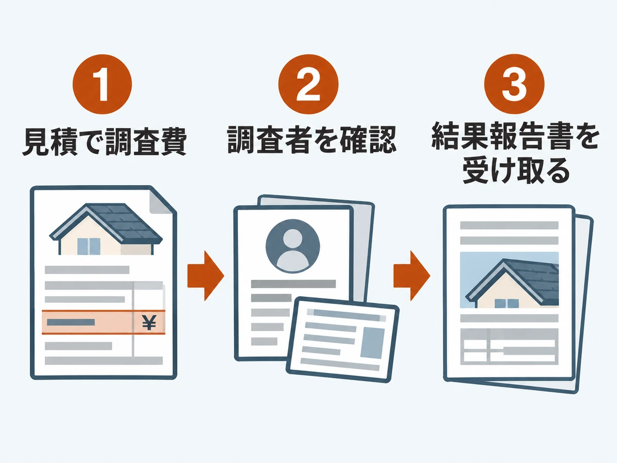 石綿調査費の見積、調査者、結果報告書を確認する順序